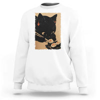Kawaii Cat Eating Sushi Sweatshirt Japanese Anime Manga Otaku Retro Vintage Graphic - Wonder Print Shop