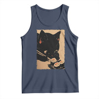 Kawaii Cat Eating Sushi Tank Top Japanese Anime Manga Otaku Retro Vintage Graphic