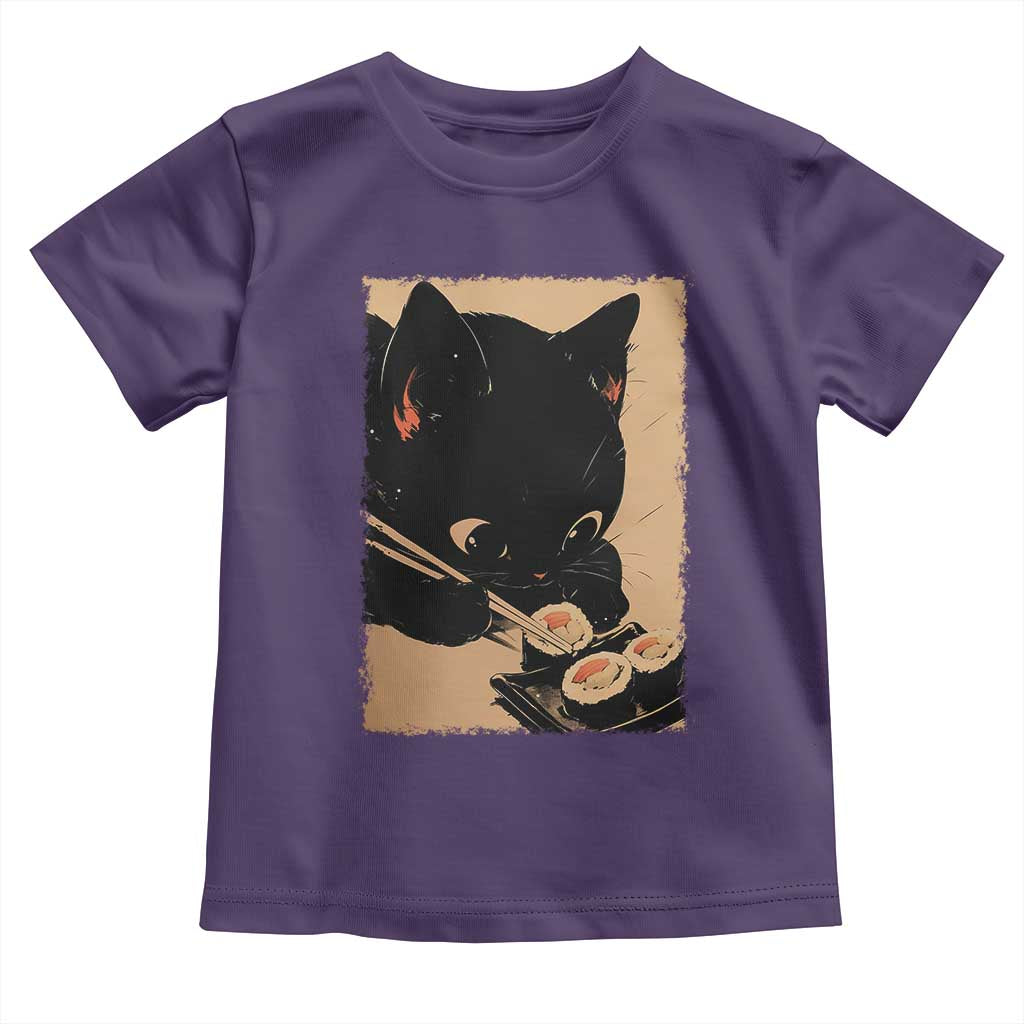 Kawaii Cat Eating Sushi Toddler T Shirt Japanese Anime Manga Otaku Retro Vintage Graphic