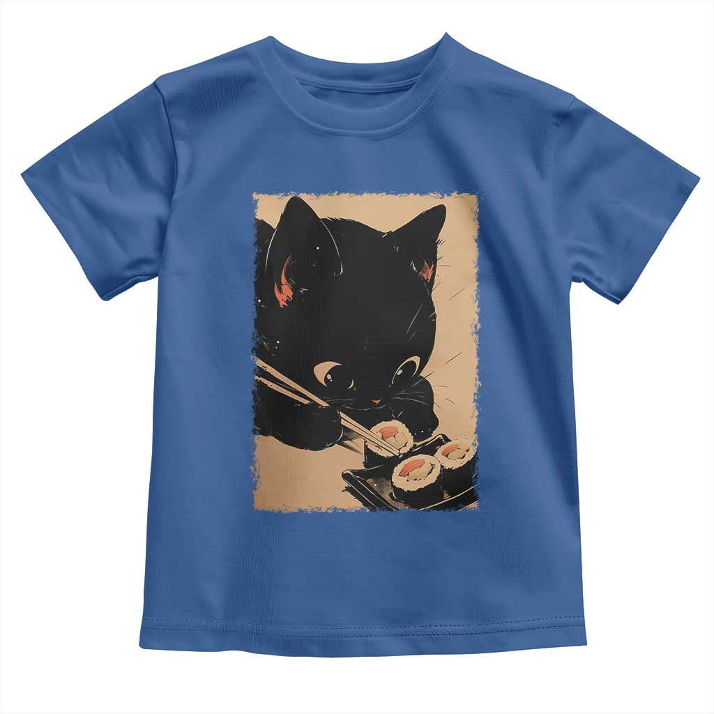 Kawaii Cat Eating Sushi Toddler T Shirt Japanese Anime Manga Otaku Retro Vintage Graphic