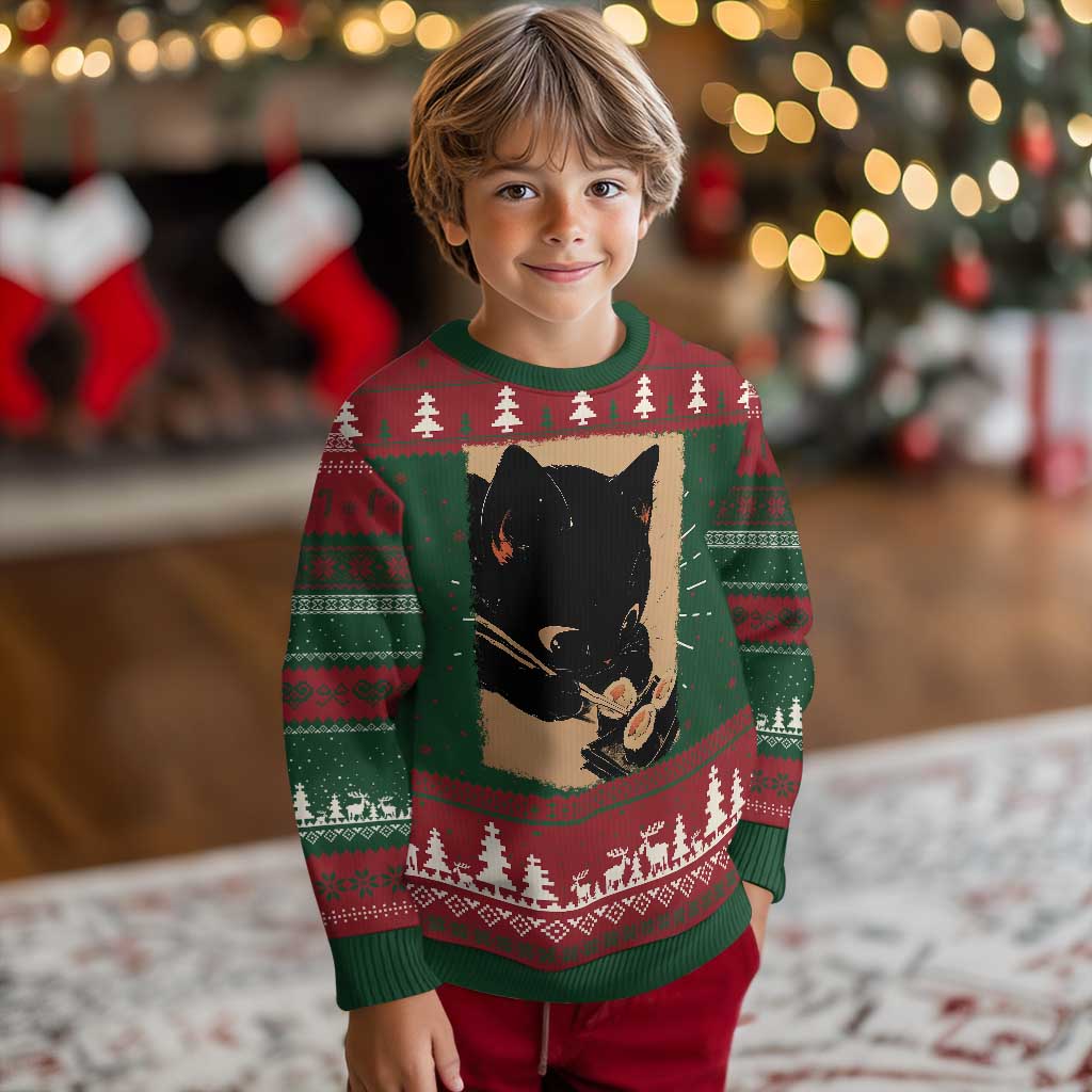 Kawaii Cat Eating Sushi Ugly Christmas Sweater Japanese Anime Manga Otaku Retro Vintage Graphic - Wonder Print Shop
