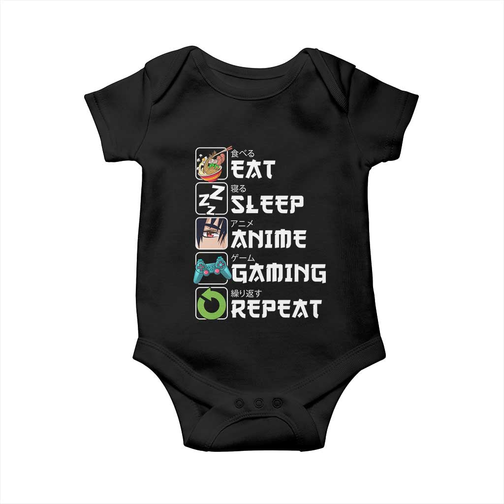 Eat Sleep Anime Gaming Repeat Baby Onesie Kawaii Otaku Gamer Manga Lover
