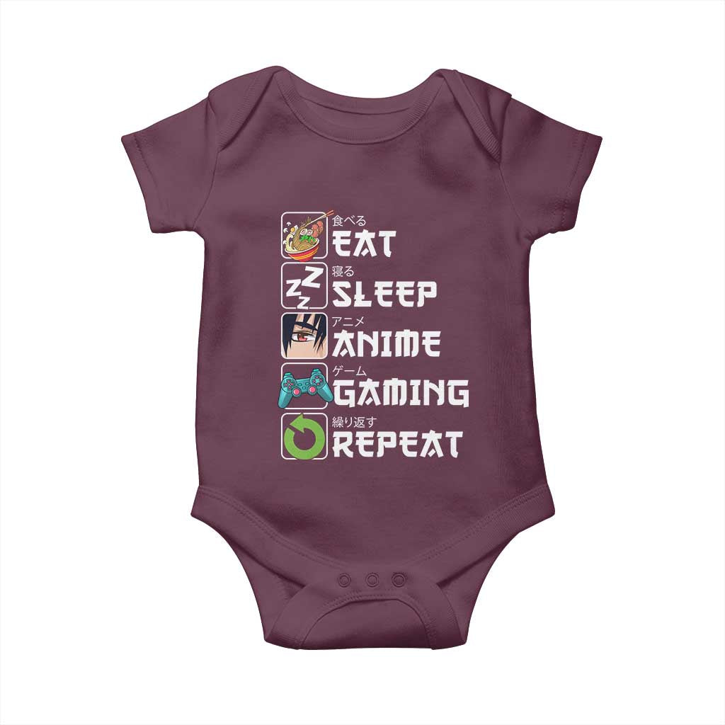 Eat Sleep Anime Gaming Repeat Baby Onesie Kawaii Otaku Gamer Manga Lover