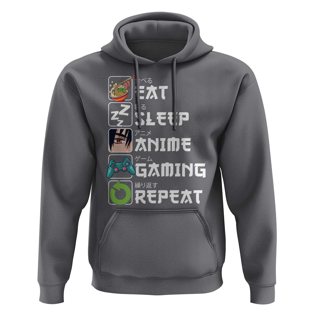 Eat Sleep Anime Gaming Repeat Hoodie Kawaii Otaku Gamer Manga Lover