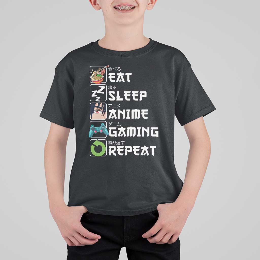 Eat Sleep Anime Gaming Repeat T Shirt For Kid Kawaii Otaku Gamer Manga Lover - Wonder Print Shop