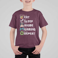 Eat Sleep Anime Gaming Repeat T Shirt For Kid Kawaii Otaku Gamer Manga Lover - Wonder Print Shop