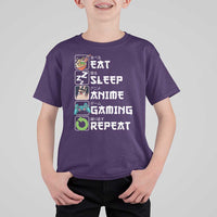 Eat Sleep Anime Gaming Repeat T Shirt For Kid Kawaii Otaku Gamer Manga Lover - Wonder Print Shop