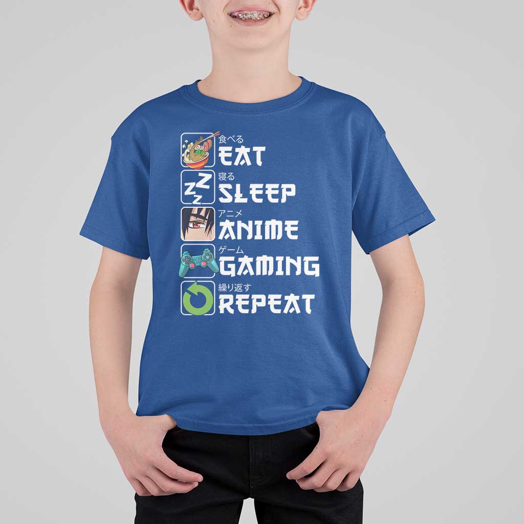 Eat Sleep Anime Gaming Repeat T Shirt For Kid Kawaii Otaku Gamer Manga Lover - Wonder Print Shop