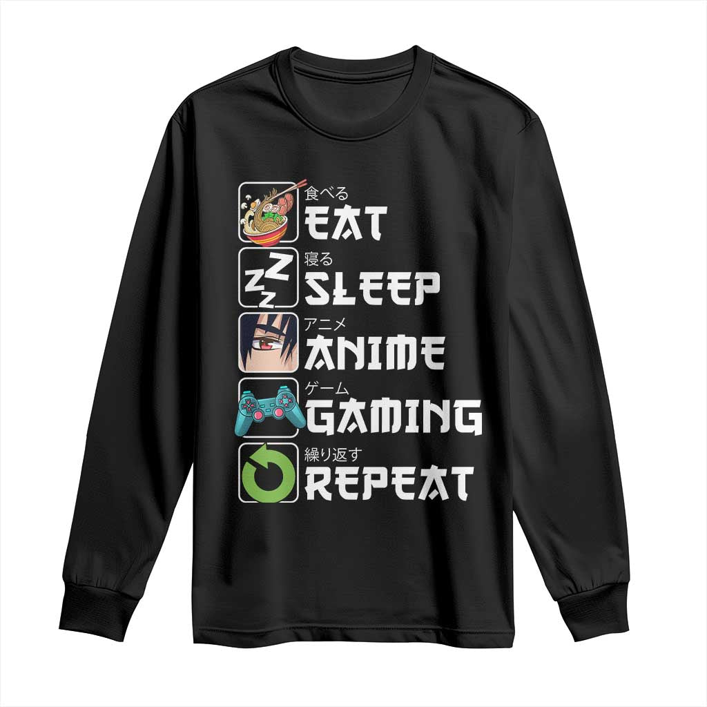 Eat Sleep Anime Gaming Repeat Long Sleeve Shirt Kawaii Otaku Gamer Manga Lover