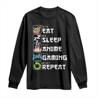 Eat Sleep Anime Gaming Repeat Long Sleeve Shirt Kawaii Otaku Gamer Manga Lover