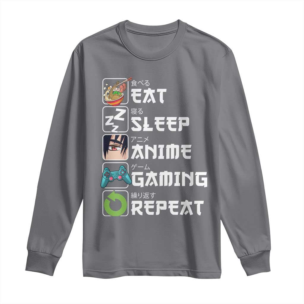 Eat Sleep Anime Gaming Repeat Long Sleeve Shirt Kawaii Otaku Gamer Manga Lover