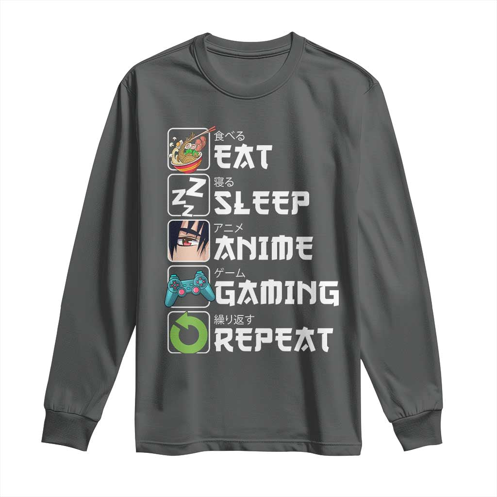 Eat Sleep Anime Gaming Repeat Long Sleeve Shirt Kawaii Otaku Gamer Manga Lover