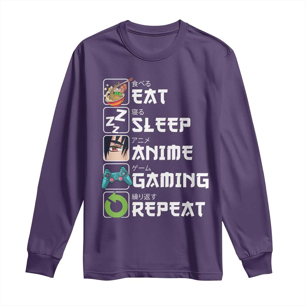 Eat Sleep Anime Gaming Repeat Long Sleeve Shirt Kawaii Otaku Gamer Manga Lover