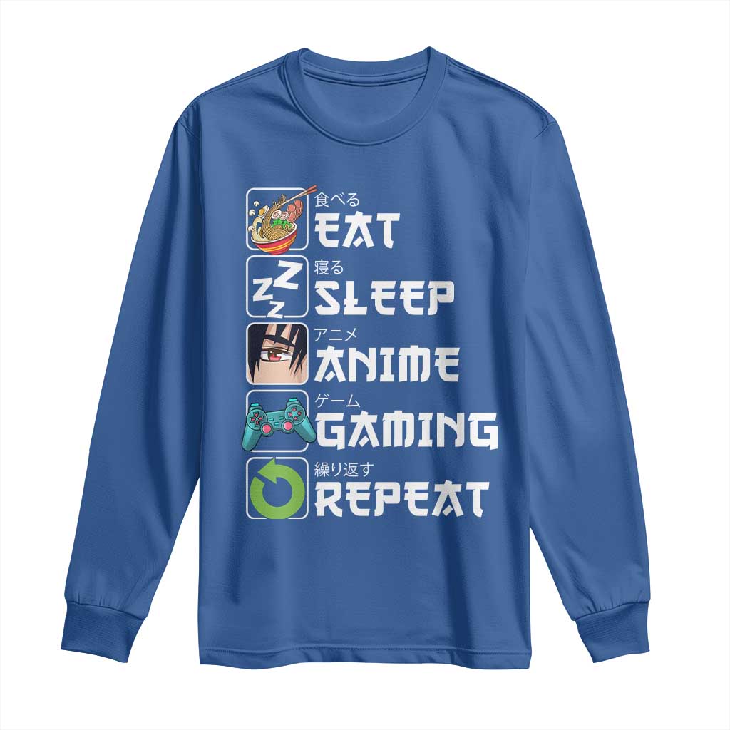 Eat Sleep Anime Gaming Repeat Long Sleeve Shirt Kawaii Otaku Gamer Manga Lover