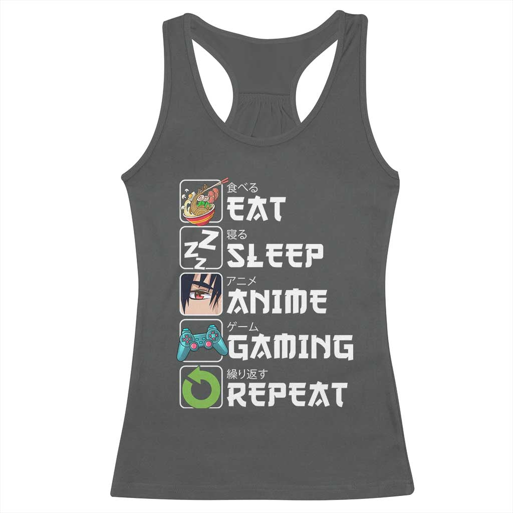 Eat Sleep Anime Gaming Repeat Racerback Tank Top Kawaii Otaku Gamer Manga Lover