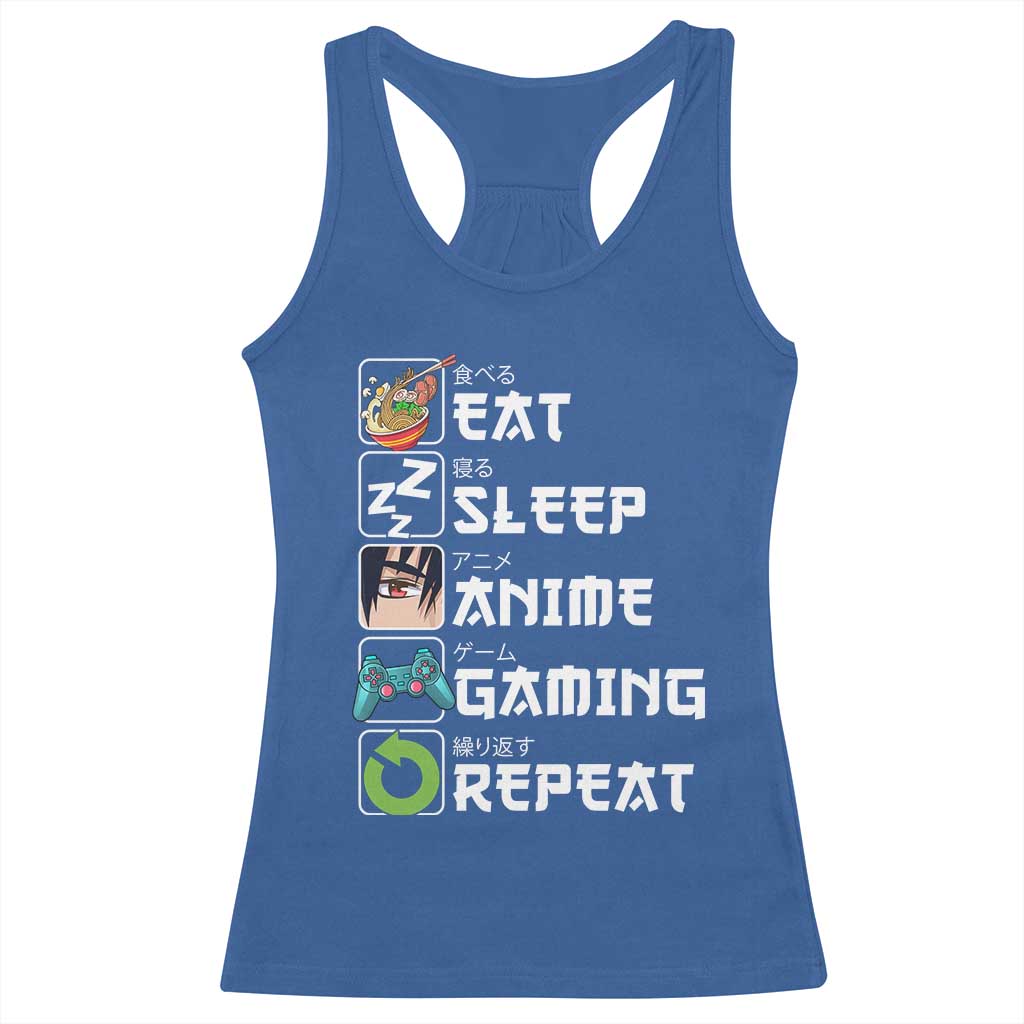 Eat Sleep Anime Gaming Repeat Racerback Tank Top Kawaii Otaku Gamer Manga Lover
