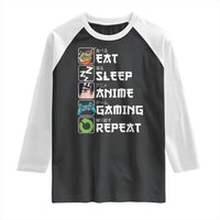 Eat Sleep Anime Gaming Repeat Raglan Shirt Kawaii Otaku Gamer Manga Lover