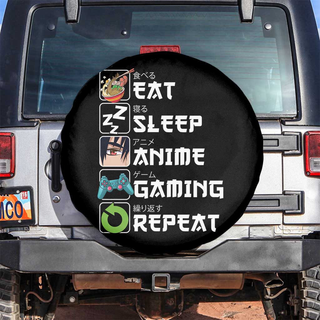Eat Sleep Anime Gaming Repeat Spare Tire Cover Kawaii Otaku Gamer Manga Lover