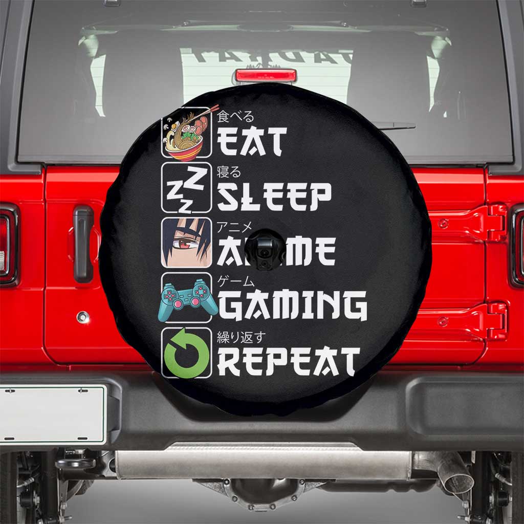 Eat Sleep Anime Gaming Repeat Spare Tire Cover Kawaii Otaku Gamer Manga Lover