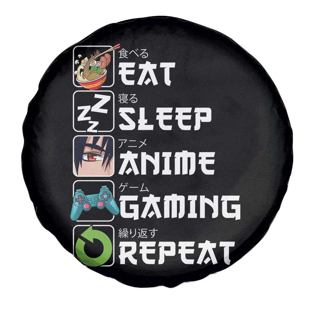 Eat Sleep Anime Gaming Repeat Spare Tire Cover Kawaii Otaku Gamer Manga Lover