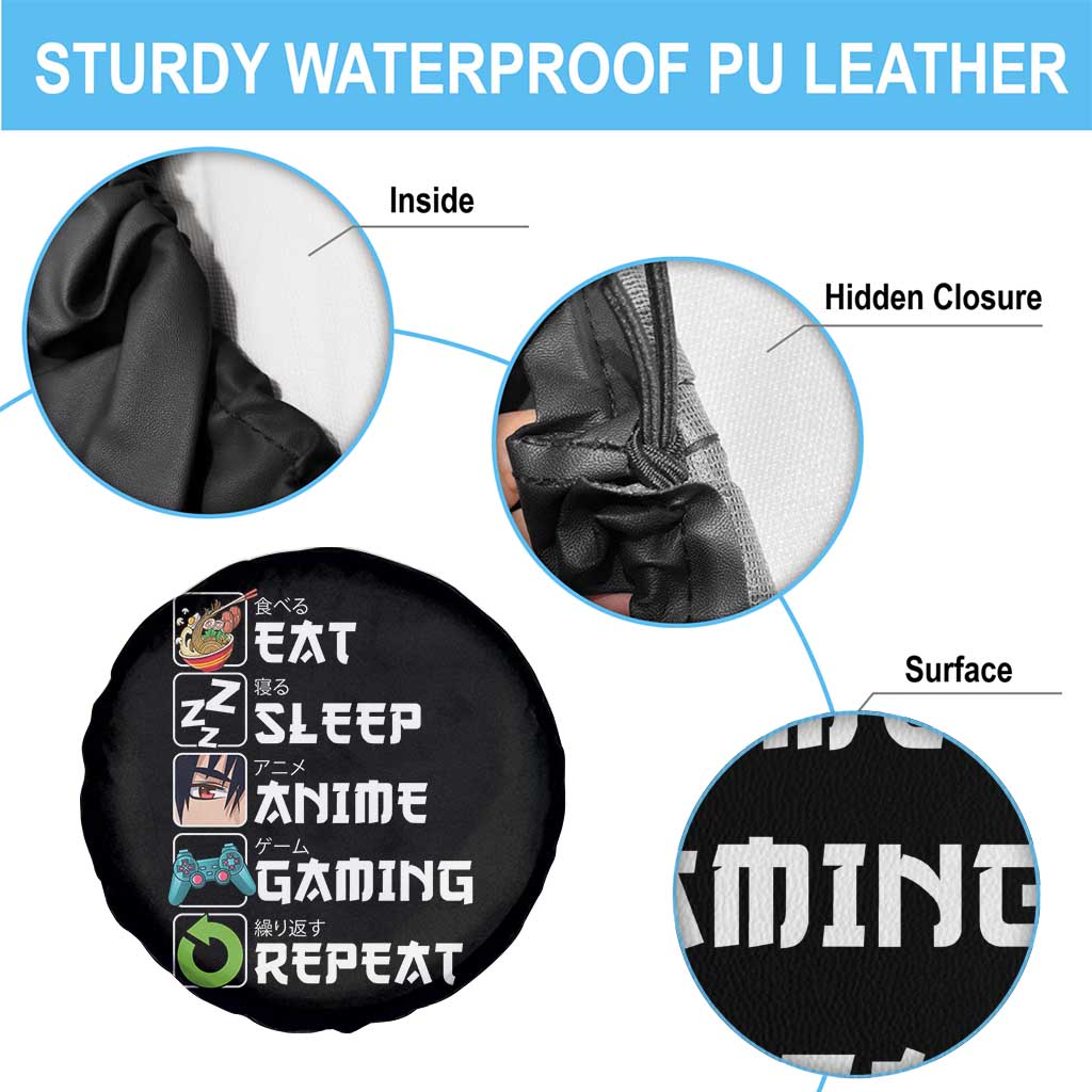 Eat Sleep Anime Gaming Repeat Spare Tire Cover Kawaii Otaku Gamer Manga Lover