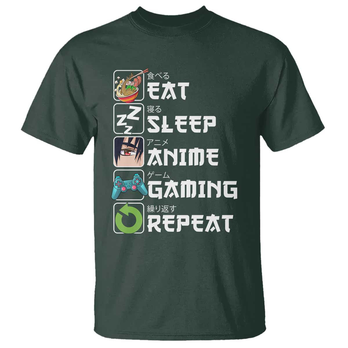 Eat Sleep Anime Gaming Repeat T Shirt Kawaii Otaku Gamer Manga Lover - Wonder Print Shop