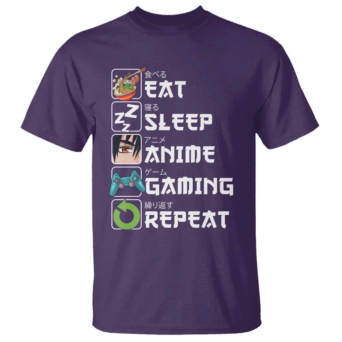 Eat Sleep Anime Gaming Repeat T Shirt Kawaii Otaku Gamer Manga Lover - Wonder Print Shop