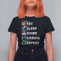 Eat Sleep Anime Gaming Repeat T Shirt For Women Kawaii Otaku Gamer Manga Lover - Wonder Print Shop