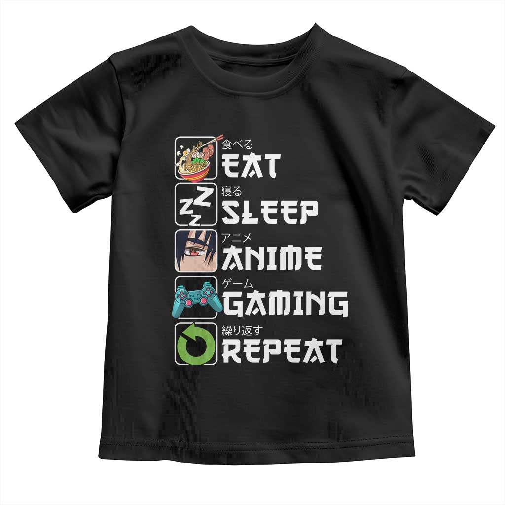 Eat Sleep Anime Gaming Repeat Toddler T Shirt Kawaii Otaku Gamer Manga Lover