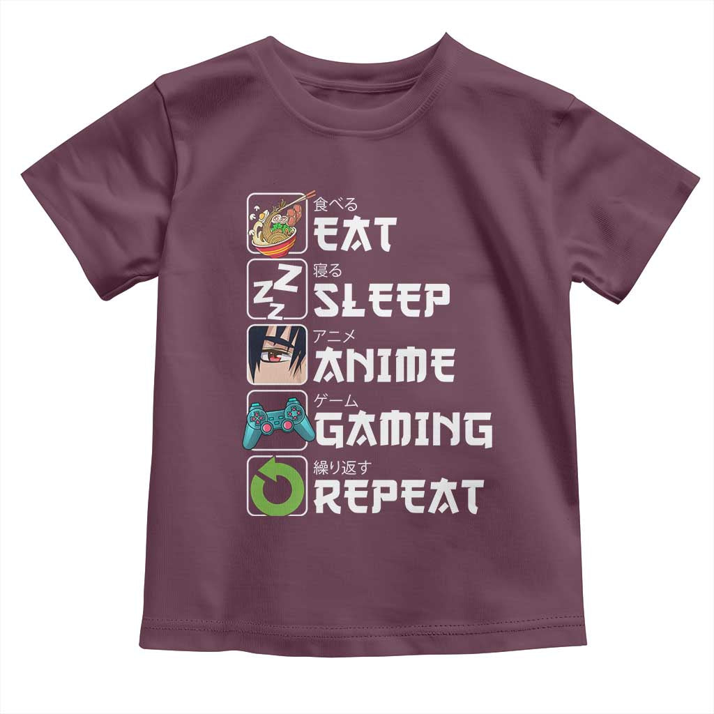 Eat Sleep Anime Gaming Repeat Toddler T Shirt Kawaii Otaku Gamer Manga Lover