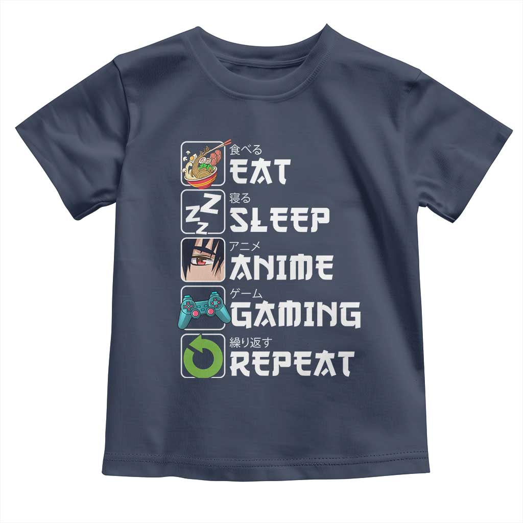 Eat Sleep Anime Gaming Repeat Toddler T Shirt Kawaii Otaku Gamer Manga Lover