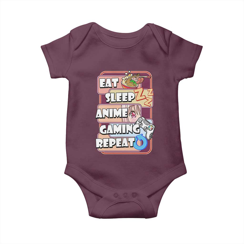 Eat Sleep Anime Gaming Repeat Baby Onesie Kawaii Otaku Manga Ramen Lover