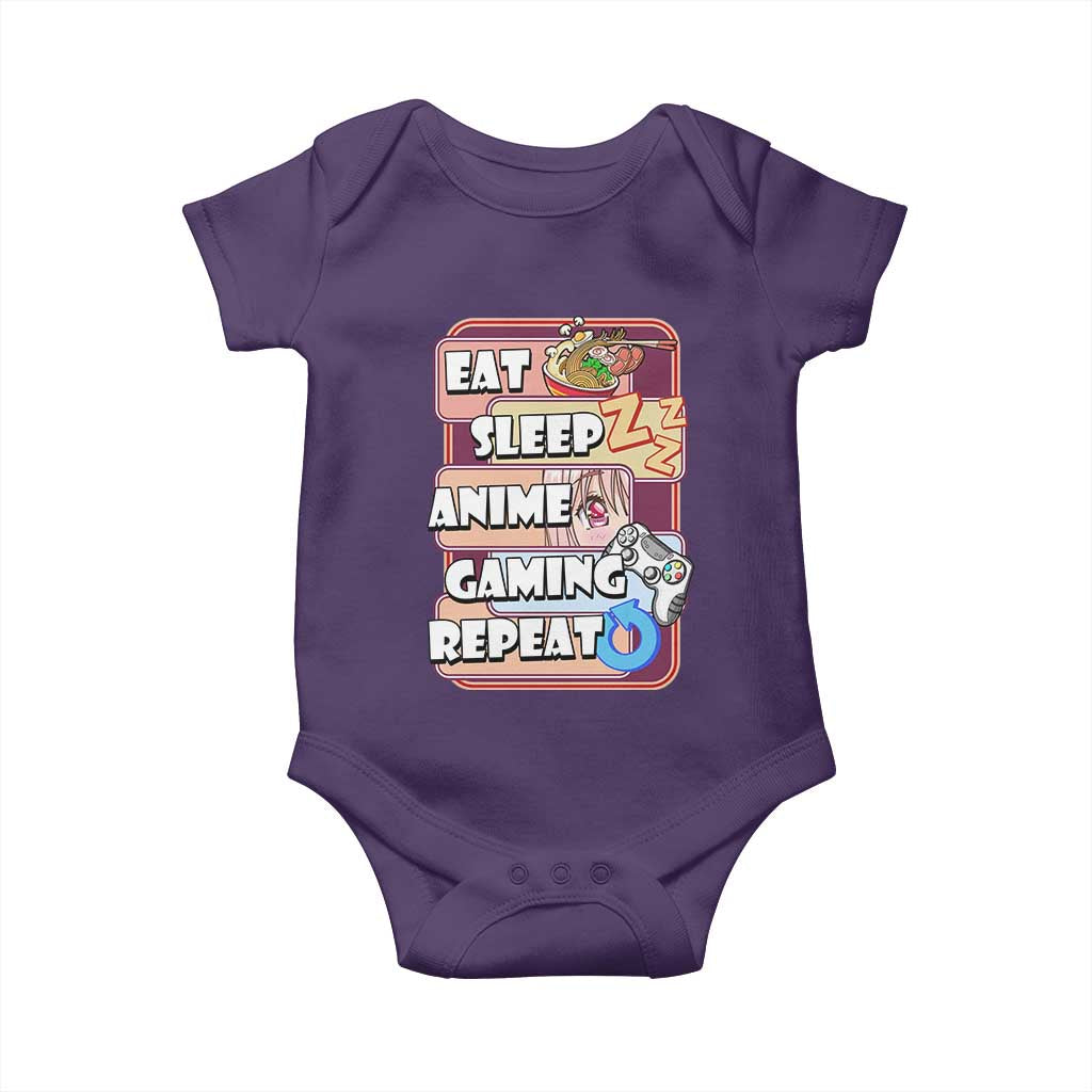 Eat Sleep Anime Gaming Repeat Baby Onesie Kawaii Otaku Manga Ramen Lover