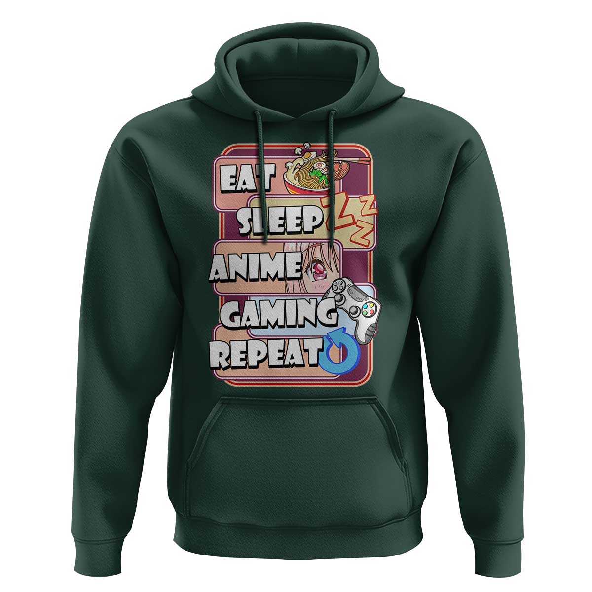 Eat Sleep Anime Gaming Repeat Hoodie Kawaii Otaku Manga Ramen Lover