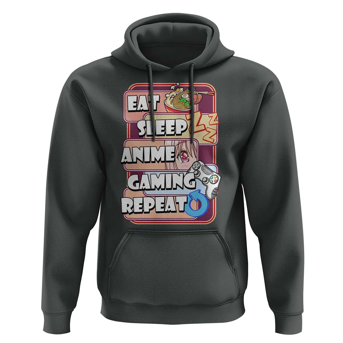 Eat Sleep Anime Gaming Repeat Hoodie Kawaii Otaku Manga Ramen Lover