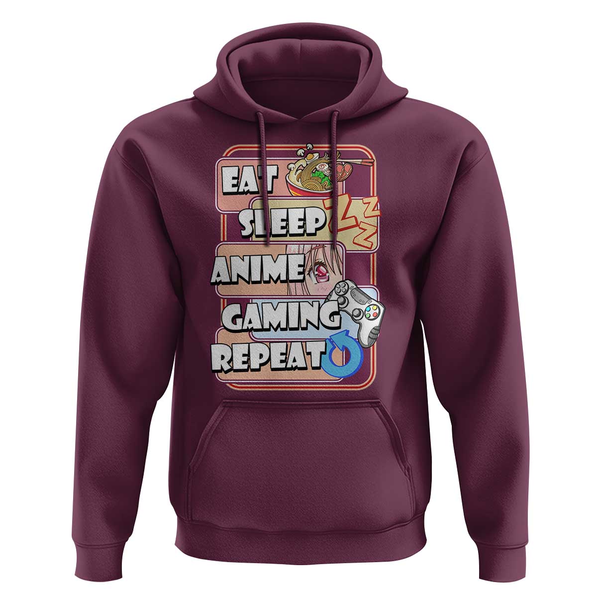 Eat Sleep Anime Gaming Repeat Hoodie Kawaii Otaku Manga Ramen Lover