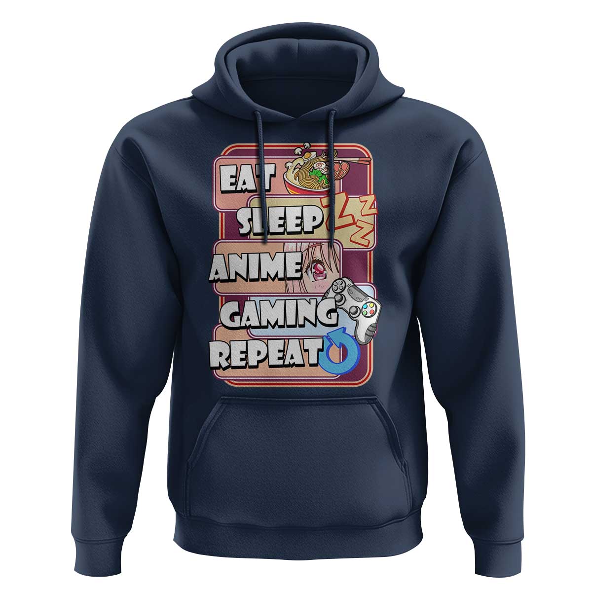 Eat Sleep Anime Gaming Repeat Hoodie Kawaii Otaku Manga Ramen Lover