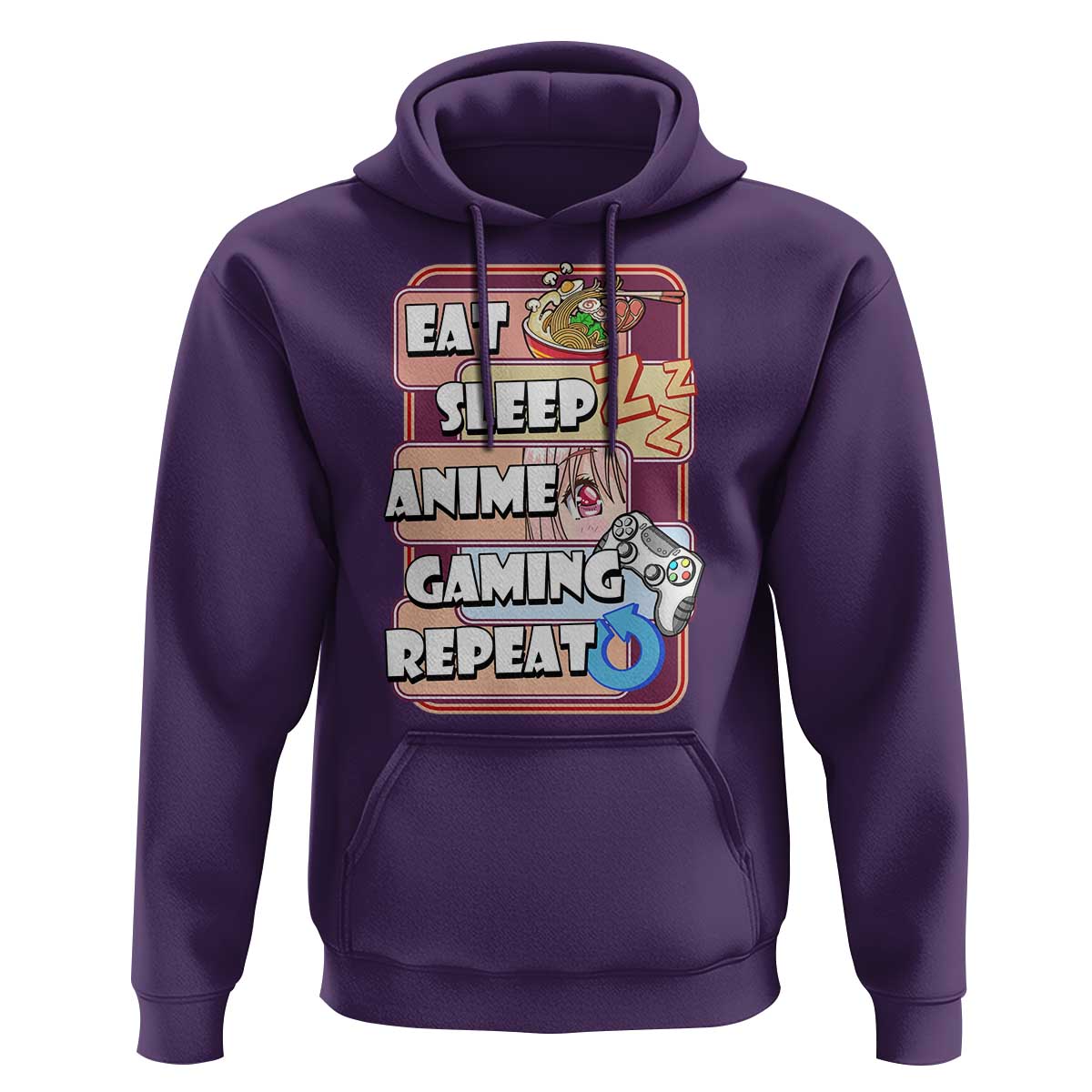Eat Sleep Anime Gaming Repeat Hoodie Kawaii Otaku Manga Ramen Lover