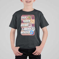 Eat Sleep Anime Gaming Repeat T Shirt For Kid Kawaii Otaku Manga Ramen Lover - Wonder Print Shop