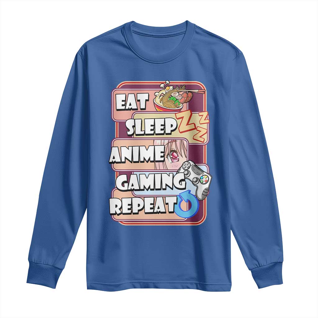 Eat Sleep Anime Gaming Repeat Long Sleeve Shirt Kawaii Otaku Manga Ramen Lover