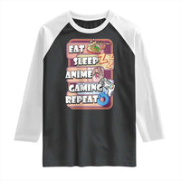 Eat Sleep Anime Gaming Repeat Raglan Shirt Kawaii Otaku Manga Ramen Lover