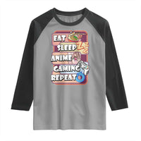 Eat Sleep Anime Gaming Repeat Raglan Shirt Kawaii Otaku Manga Ramen Lover
