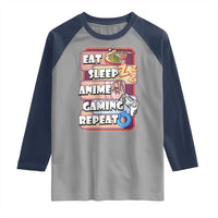 Eat Sleep Anime Gaming Repeat Raglan Shirt Kawaii Otaku Manga Ramen Lover