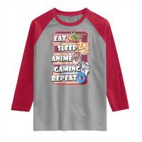 Eat Sleep Anime Gaming Repeat Raglan Shirt Kawaii Otaku Manga Ramen Lover