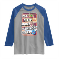 Eat Sleep Anime Gaming Repeat Raglan Shirt Kawaii Otaku Manga Ramen Lover
