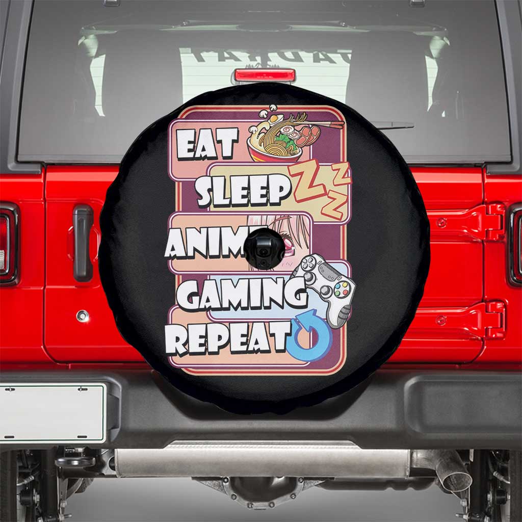 Eat Sleep Anime Gaming Repeat Spare Tire Cover Kawaii Otaku Manga Ramen Lover