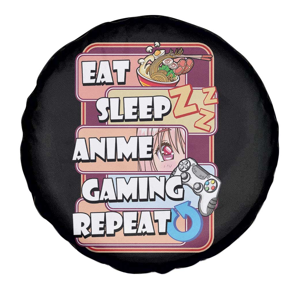 Eat Sleep Anime Gaming Repeat Spare Tire Cover Kawaii Otaku Manga Ramen Lover