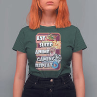 Eat Sleep Anime Gaming Repeat T Shirt For Women Kawaii Otaku Manga Ramen Lover - Wonder Print Shop