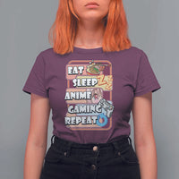 Eat Sleep Anime Gaming Repeat T Shirt For Women Kawaii Otaku Manga Ramen Lover - Wonder Print Shop