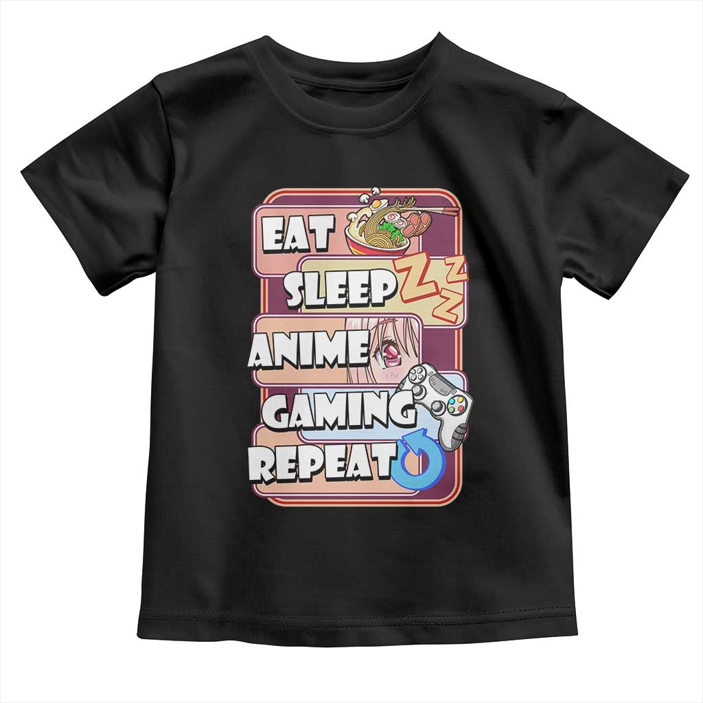 Eat Sleep Anime Gaming Repeat Toddler T Shirt Kawaii Otaku Manga Ramen Lover